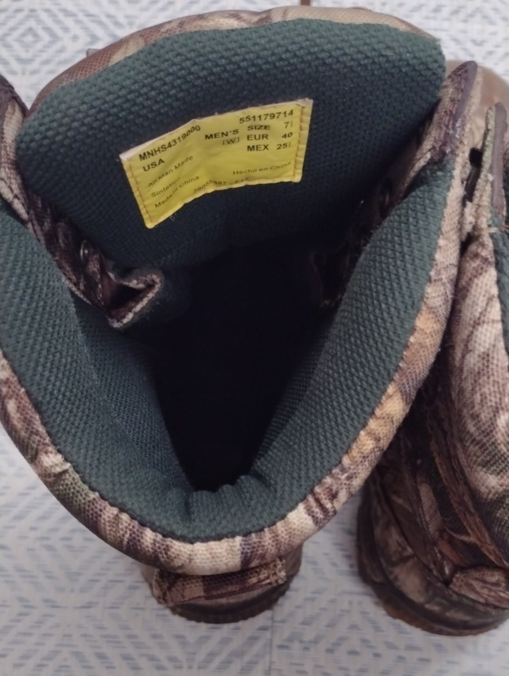 Herman Survivors Hunting Boots Size 7.5 Waterproof Realtree Camo Thinsulate 800g - Picture 6 of 16